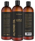 16oz SWEET ALMOND OIL - 100 Pure and Natural Moisturizer from Head to Toe and Best Carrier Oil - SEE RESULTS OR MONEY-BACK - Works wonders for your hair scalp face body and feet Perfect for massage