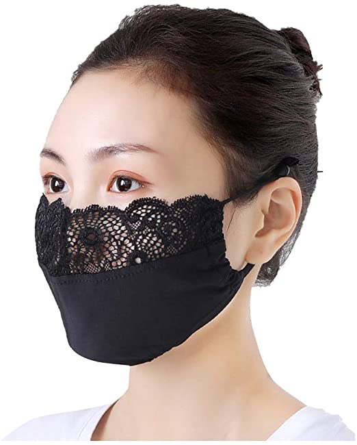 1/2/5/10 Pcs Fashion Womens Lace Reuse Cloth Sexy Cute Anti Dust Kawaii Face Fabric,Washable and Breathable