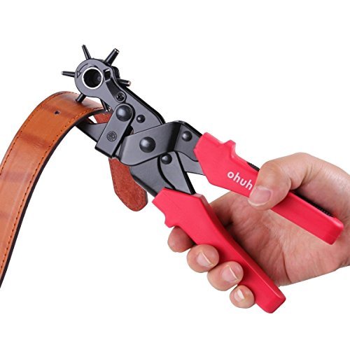 Ohuhu Hole Punch / Belt Punch, Heavy Duty Revolving Leather Punch Plier Punching Tool, 2.0mm - 4.5mm