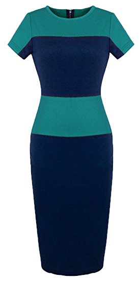 HOMEYEE Women's Patchwork New OL Casual Career Pencil dress U463