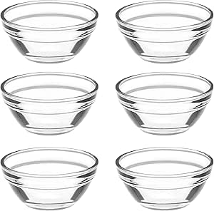 DOITOOL Set of 6 Glass Bowls, 2. 3 x 1. 1 inch Mini Prep Bowls, Stackable Glass Serving Bowls for Dessert, Kitchen Prep, Dips, Salad, Candy Dishes