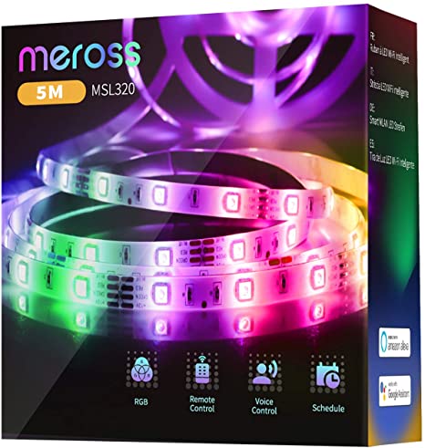 meross Led Strip Lights, Smart RGBWW WiFi Strip, Compatible with Alexa, Google and SmartThings, for Home, Kitchen, Bedroom, Party, Christmas, Halloween (16.4FT)