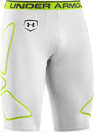 Under Armour Mens Break Through Baseball Slider Compression Short Black/Hyper Green/Hyper Green