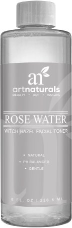 Art Naturals® Rosewater Witch Hazel Toner 8 oz - Natural Anti Aging Pore Minimizer for Face - Infused with Aloe Vera for Hydrating the Face - For all Skin Types