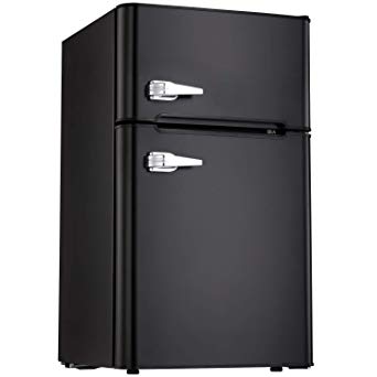 Tavata 3.2 Cu Compact Refrigerator Double Door Mini Fridge with Top Door Freezer,Small Drink Chiller for Home, Office,Dorm or RV (Black)