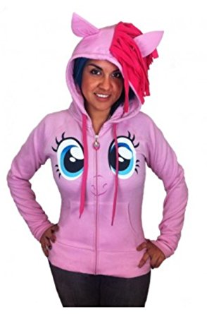 My Little Pony Pinkie Pie Face Juniors Pink Costume Hoodie with Mane