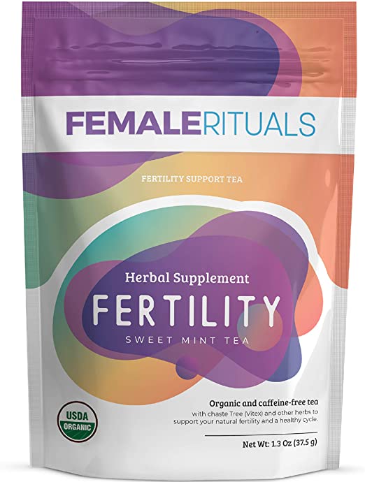 Female Rituals Fertility Tea – Natural Peppermint Tea Fertility Supplements for Women – Organic Tea with Chaste Berry, Nettle, Passion Flower & More – Sweet Mint Flavor – Makes 30 Cups (15 Sachets)