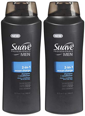 Suave Men 2 in 1 Shampoo and Conditioner, Ocean Charge, 28 Fluid Ounces- (Pack of 2)