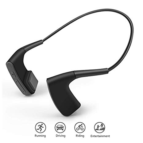 SWARK Bone Conduction Headphones,Wireless Bluetooth Titanium Stereo Headsets with Mic,Sweatproof Open Ear Sports Headphones with 6 Hours Play Time Compatible with iPhone Android Phones