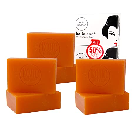 KOJIE SAN FACE & BODY SOAP WITH INCLUDED SOAP NET - 6 Bars of Kojie San Skin Lightening Kojic Acid Soap 135g and Authentic Leafa Soap Net, 1 Skin Whitening Soap!