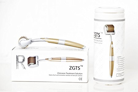 ZGTS 1.0mm Professional Luxury Gold Plated Titanium Alloy Needles Roller Treating Acne Scars, Skin, Hair Loss, Wrinkles, Blackheads, Lines, Sun Damaged, Ageing- Daily Care Product, Reducing Blemishes Scars Potholes Cellulite Stretchmarks Uplifting Whitening Regeneratio