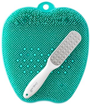 Bath & Shower Floor Foot Scrubber Brush Combined with a Foot File Callus Remover, Perfect as a Pedicure Tool Clean Set,Best for foot Spa Soak,feet Wash