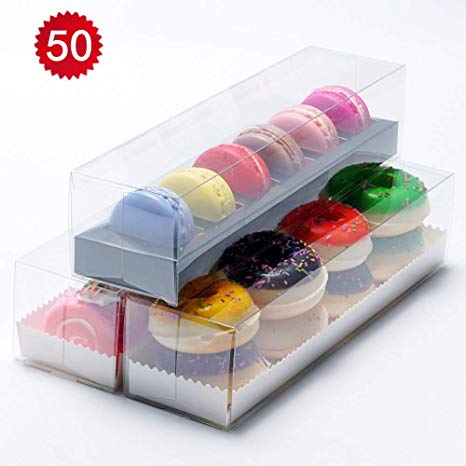50pcs Luxury Clear Bakery Cake Macaron Gift Box for Wedding Party Baby Shower Favors Macaron Box For 6