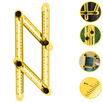 Multi-Angle Template Tool - Professional Grade Ultra Durable Four-Sided Multi-Angle Measuring Ruler, Measures Angles, Easy to Use, Perfect for Handymen, Builders, Craftsmen, DIY