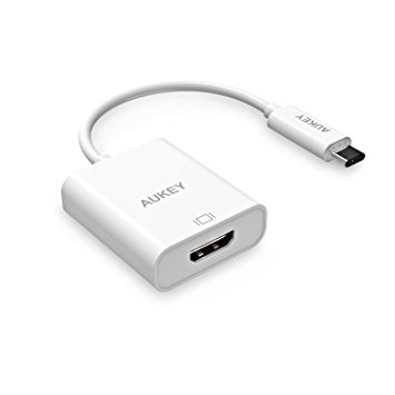 AUKEY USB C to HDMI Adapter 4k / 30Hz for New MacBook , MacBook Pro 2017 / 2016 , ChromeBook Pixel , and Other Type C Supported PC - White