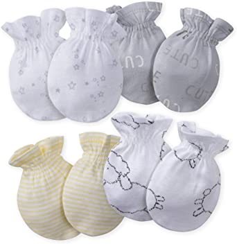 Gerber Baby Girls' 4-Pair Mittens