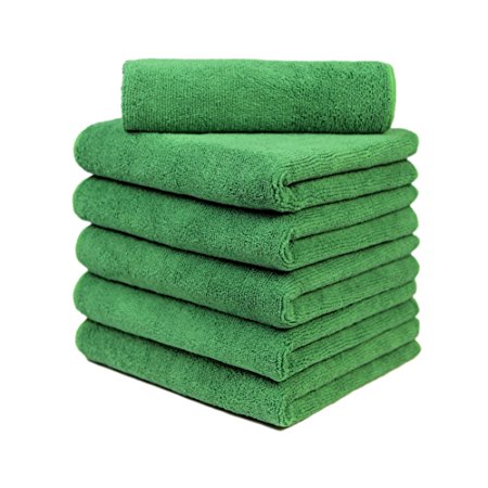 Carcarez Microfiber Car Wash Drying Towels Professional Grade Premium Microfiber Towels for Car Olive Green 380 GSM 16 in.x 16 in. Pack of 6
