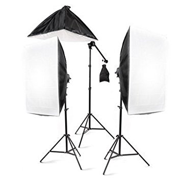 StudioFX 2400 Watt Large Photography Softbox Continuous Photo Lighting Kit 28" x 20"   Boom Arm Hairlight with Sandbag by Kaezi