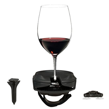 Outdoor Wine Glass Holder by Bella D’Vine – 3 Attachments Include a Lawn Wine Stake For Picnics, Suction Base for Boaters and Adjustable Strap for chairs – Perfect Wine Gift – Graphite Grey