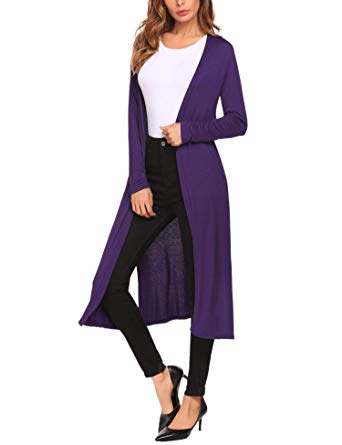 Beyove Women's Casual Open Front Long Sleeve Cardigan Sweater with Pocket