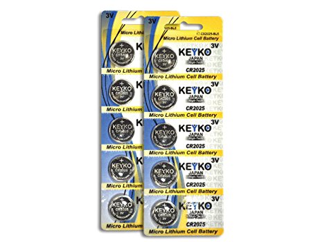 CR2025 3V Micro Lithium Coin Lithium Cell Battery 2025. Genuine KEYKO ® - 10 pcs Pack (2 Blisters)