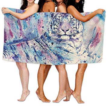 raikay Unisex Tiger Watercolor Create My Own Make Custom Bath Towels 100% Polyester,Superfine Fiber Super Absorbent,for Home/Bathrooms/Pool/Gym (31" 51")