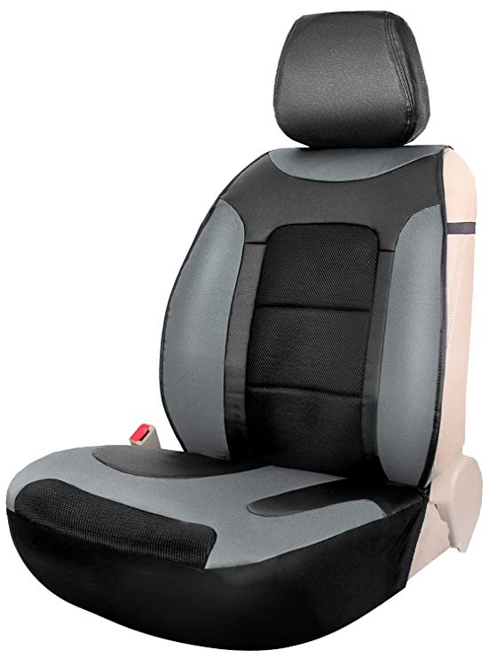 Seaton Black One Leather Sideless Front Seat Cover Cushion for Car Trucks SUV - Leader Accessories