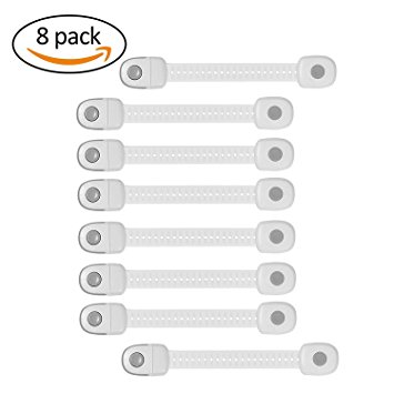 Baby Proofing - Child Safety Cabinet Locks | Multi-Use Toddler Latches to Childproof and Lock Drawers, Cabinets, Refrigerators, Pantry, Toilet, Ovens and Doors | One Button Open w/ Firm Press (8 Pack)