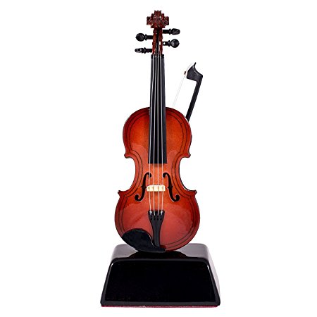 Violin Music Instrument Miniature Replica on Stand - Size 6 in.