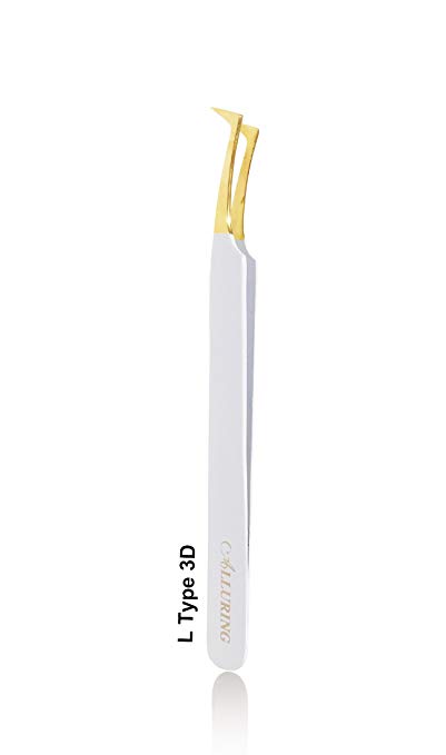 Alluring White with Gold Tip Tweezers for Eyelash Extension for Volume Lashes