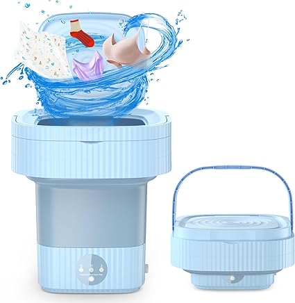 Portable Washing Machines, 10L Mini Washing Machine Foldable Washing Machine Ultrasonic Turbine Mini Washer, Small Washing Machine for Underwear, Sock, Baby Clothes, Travel, Camping, RV, Dorm, Home