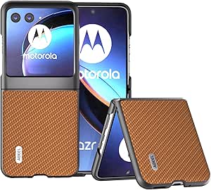 for Motorola Razr  (2024) case, Moto Razr  2024 Phone Case, Carbon Fiber Texture Ultra Slim Thin Matte Bumper Case Flexible Protective Hard Case Cover for Motorola Razr  Plus (2024) 5G -brown