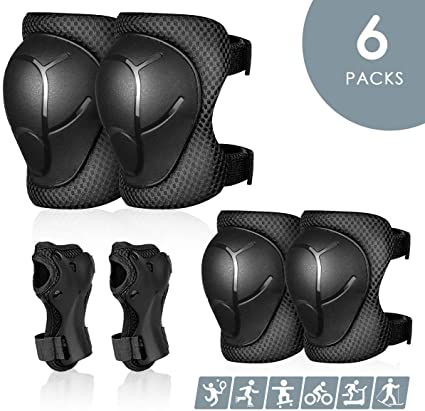 ETE ETMATE Kids Skateboard Protective Gear, Toddler Knee Pad Elbow Pads Wrist Guards, 3 in 1 Set for Scooter Bike Roller Skate Riding Sports Beginner