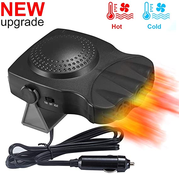 【2020 Upgrade】Portable Car Heater，2 in 1 Car Heater Auto Electronic Heater Fan 30 Seconds Fast Heating Quickly Defrosts Defogger 12V 150W Auto Ceramic Heater Cooling Fan 3-Outlet Suitable for All Cars