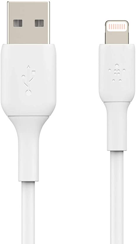 Belkin Lightning Cable (Boost Charge Lightning to USB Cable for iPhone, iPad, AirPods) MFi-Certified iPhone Charging Cable (White, 15 cm)