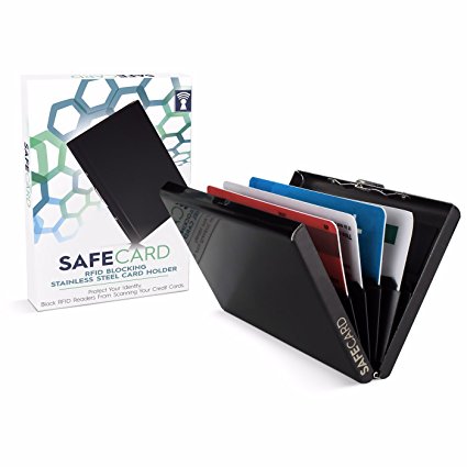 CardSafery RFID Blocking Card Holder Case Stainless Steel - CC Protector - Black