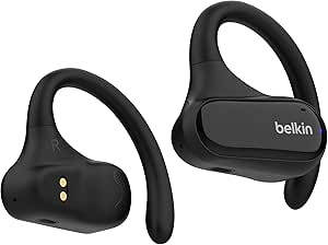 Belkin SoundForm ClearFit Open-Ear Wireless Earbuds, Lightweight Sport Earphones, Bluetooth Earbuds w/Long-Lasting Comfort, IPX5 Waterproof Earbuds for iPhone, Hiking, Biking, Running, & More - Black