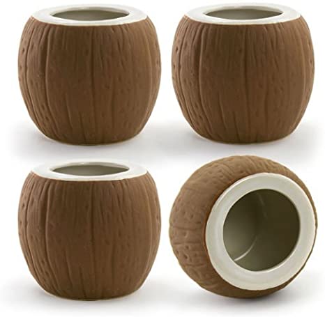 Coconut Tiki Mugs Set of 4
