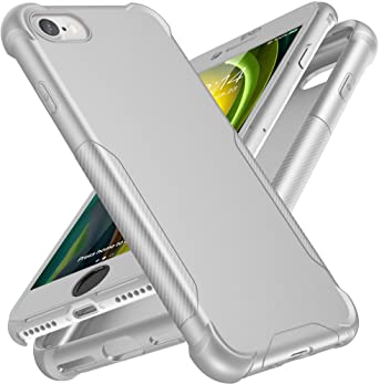 Designed for iPhone SE 2020 Case, ORETech Designed for iPhone 7/8 Case with[2 x Tempered Glass Screen Protector] 360° Full Body Cover Soft TPU Hard PC Slim Cover for iPhone SE/7/8 Cover-4.7''Silver