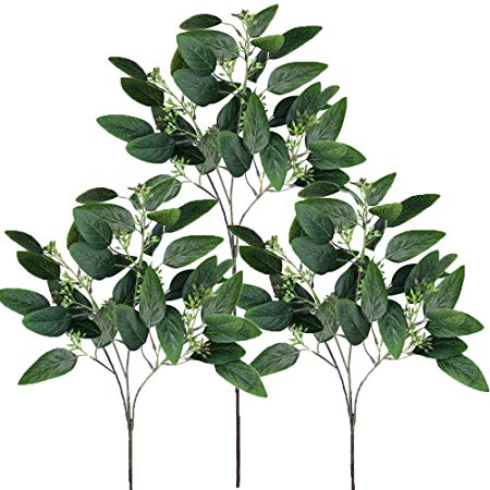 Supla 6 Pcs Faux Seeded Eucalyptus Leaves Spray Fake Artificial Eucalyptus Stems Bulk in Green 25" Tall for Eucalyptus Wreaths Garland Bouquet Floral Arrangements Holiday Greens Christmas Greenery