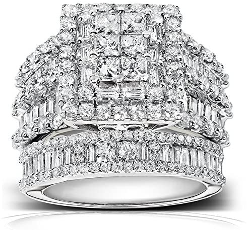 Diamond Engagement Ring and Wedding Band Set 2 4/5 carats (ctw) in 14K White Gold