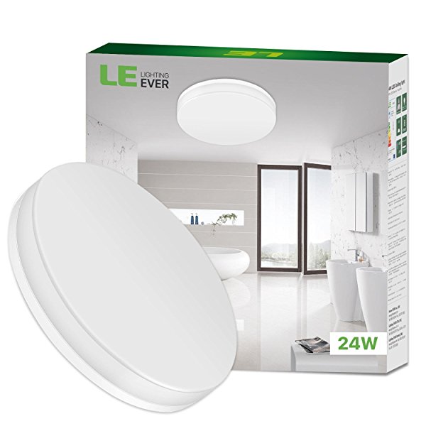 LE 24W Waterproof 13 Inch Ceiling Light, 2400lm, 5000K Daylight White, 120° Beam Angle, 100W Incandescent Bulb Replacement, Non-dimmable, Flush Mount, Dining Room, Bedroom, Corridor, Hallway