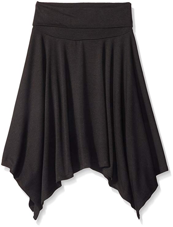 Amy Byer Girls' Big Knit Foldover Waistband Skirt with Hanky Hem