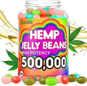 Hemp Jelly Beans for Pain and Anxiety 500,000, Stress & Inflammation Relief, Sleep, Relaxation, Calm & Mood Support - Organic Hemp Jelly Beans 150cts