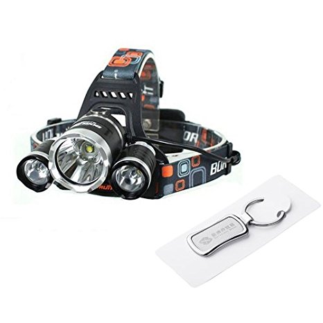 Surborder Shop Waterproof LED Headlamp Headlight with Dimmer, Super Bright 4 Modes 5000lm Cree Xm-l 3t6 Led Zoom-able with a Keychain