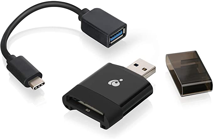 IOGEAR Compact USB 3.0 SD 4.0 Card Reader for USB-A/USB-C (GFR306SD)