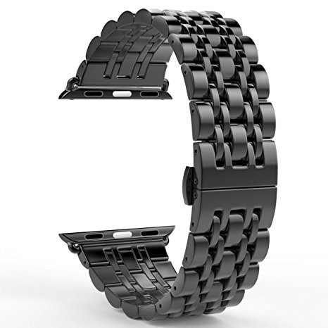 Valuebuybuy Stainless Steel Metal Clasp Buckle Wrist Strap Apple Watch - Black/42mm/B