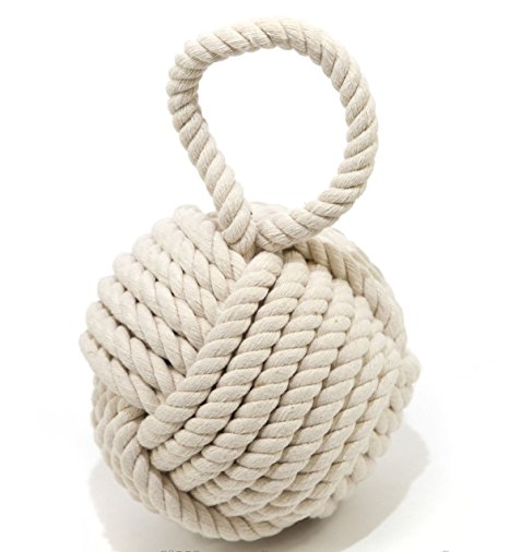 Quality HEAVY Nautical Rope Knot Doorstop - Cream