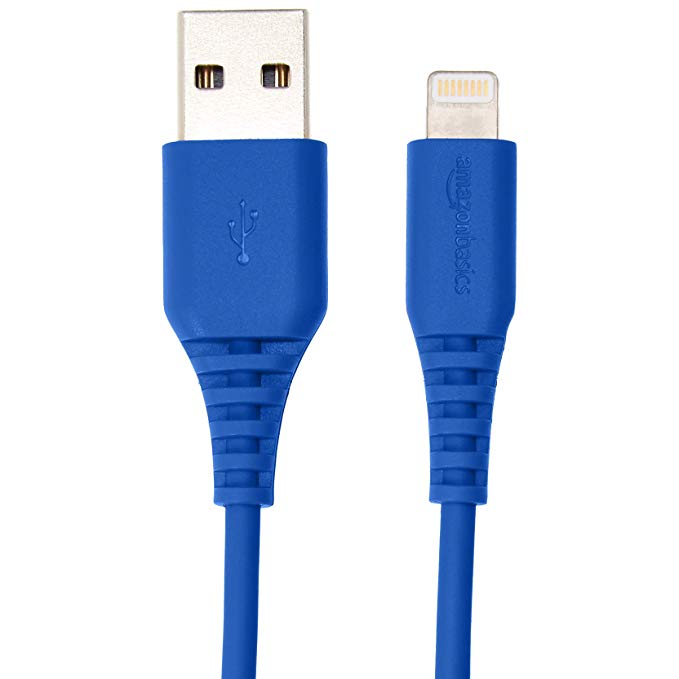 AmazonBasics Lightning to USB A Cable, MFi Certified, 3-Foot (0.9-Meter), Blue