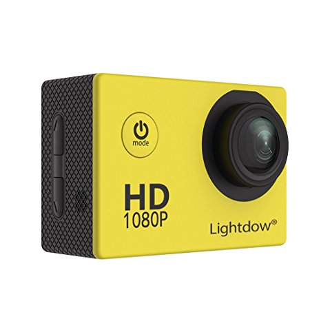 Lightdow LD4000 1080P HD Sports Action Camera Bundle with DSP:NT96650 Chip, 1.5-Inch LPS-TFT LCD, 170° Wide Angle Lens and Bonus Battery (Yellow)